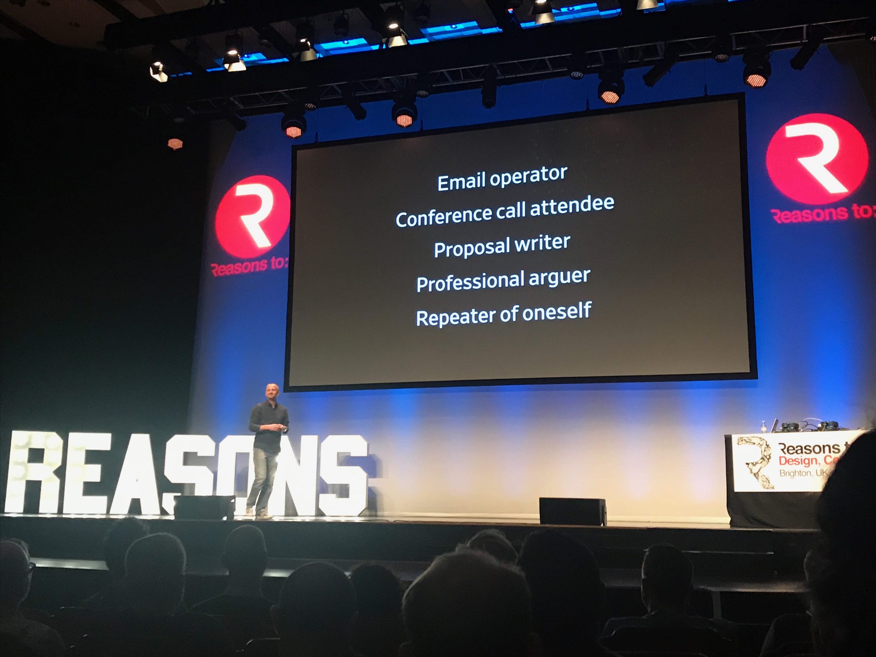 Mark Boulton on stage at Reasons To conference 2017